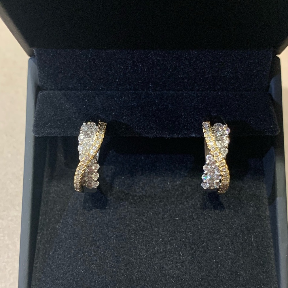 Kay Jewelers 14k 2tone 1ct total Diamond hoops